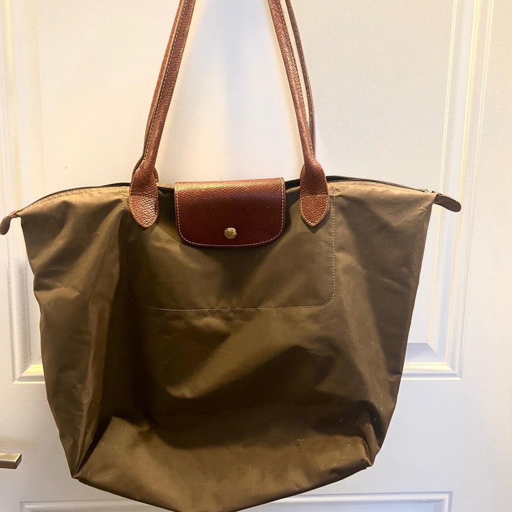 Authentic Longchamp Le Pilage Large Brown Tote Bag